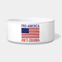 PRO-AMERICAN ANTI-OBAMA DOG FOOD BOWLS
