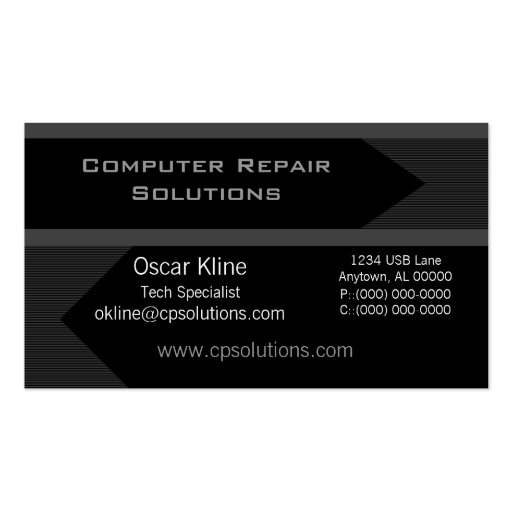 Pro Arrows Business Card, Black and Gray (front side)
