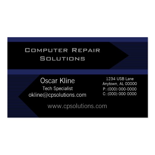 Pro Arrows Business Card, Royal Blue (front side)