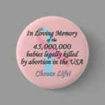 Pro Life, Abortion Statistics Buttons