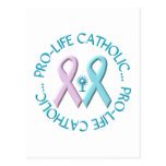Pro-Life Catholic w/Monstrance & Pink/Blue Ribbons Post Cards