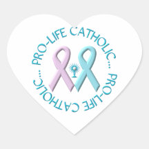 Pro-Life Catholic w/Monstrance & Pink/Blue Ribbons Stickers