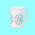 Pro-Life Christian w/Cross & Pink/Blue Ribbons pitchers