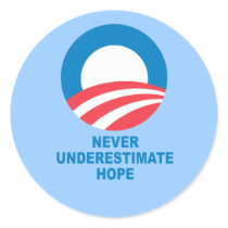 Pro-Obama - NEVER UNDERESTIMATE HOPE Round Sticker