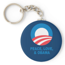 Pro-Obama - PEACE, LOVE, AND OBAMA Key Chain