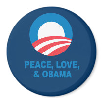 Pro-Obama - PEACE, LOVE, AND OBAMA Magnets