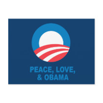 Pro-Obama - PEACE, LOVE, AND OBAMA Post Cards