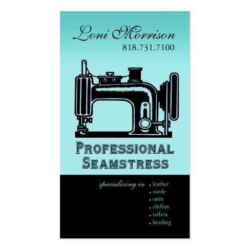 Pro Seamstress: Dressmaker, Patternmaker, Designer Business Cards (front side)
