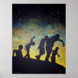 Procession to Breakfast Zombie Silhouette poster