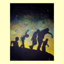 Procession to Breakfast Zombie Silhouette poster posters