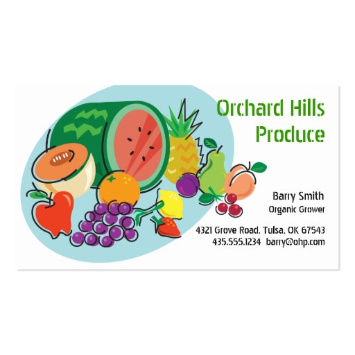 Producer Grower/Vendor_Totally Fruity_blue oval Business Cards