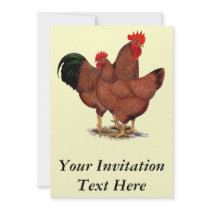 Production Red Chickens Custom Invitations
