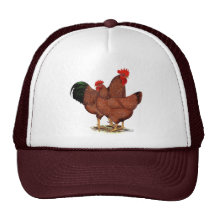 Production Red Chickens Trucker Hats