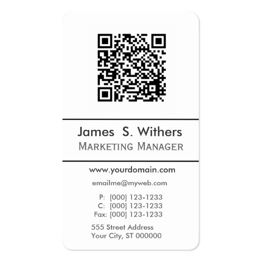Profesional Smartphone QR Code,  Photo or Logo Business Card (front side)