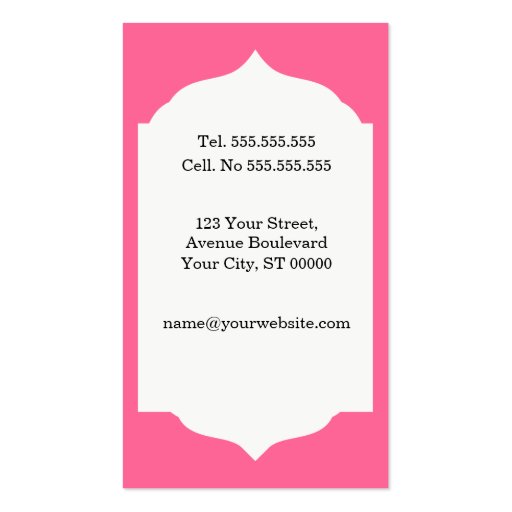 Professesional Plain & Simple  Pink Business Card (back side)