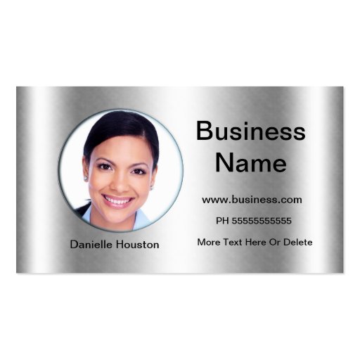 Professional Add Photo Silver Classy Business Business Cards (front side)