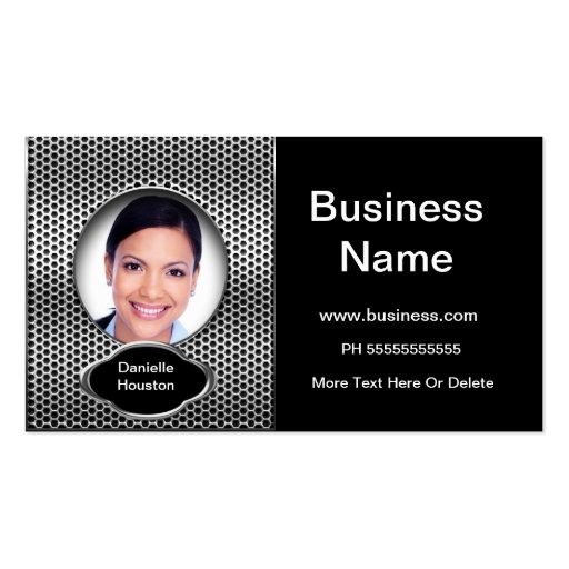 Professional Add Photo Silver Classy Business Business Card Templates (front side)
