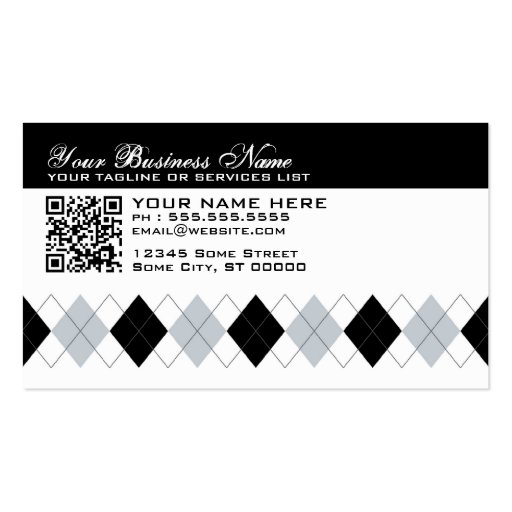 professional argyle QR code Business Card Templates (front side)