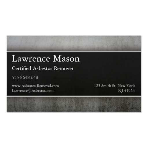 Professional Asbestos Removal Business Card (back side)