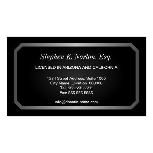 Professional Attorney Business Cards (back side)