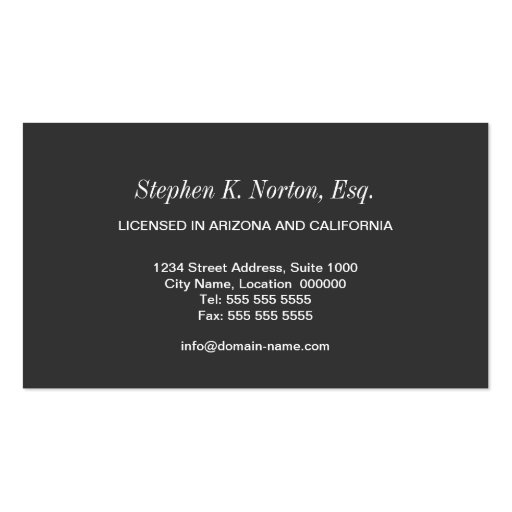 Professional Attorney Business Cards (back side)