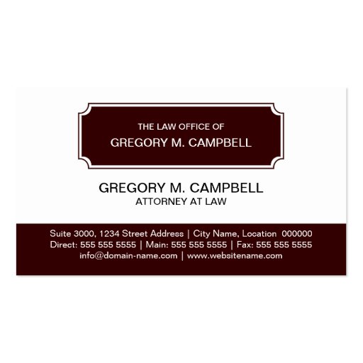 Professional / Attorney Dark Red Business Cards (front side)