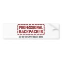 Professional Backpacker bumper stickers