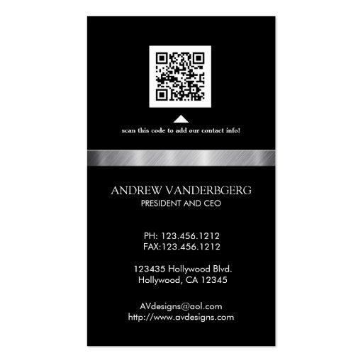 Professional Black and Silver Business Card (back side)