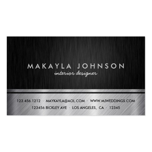 Professional Black and Silver Interior Design Business Cards (front side)