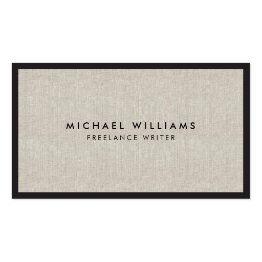 Professional Black and Tan Linen Business Card (front side)