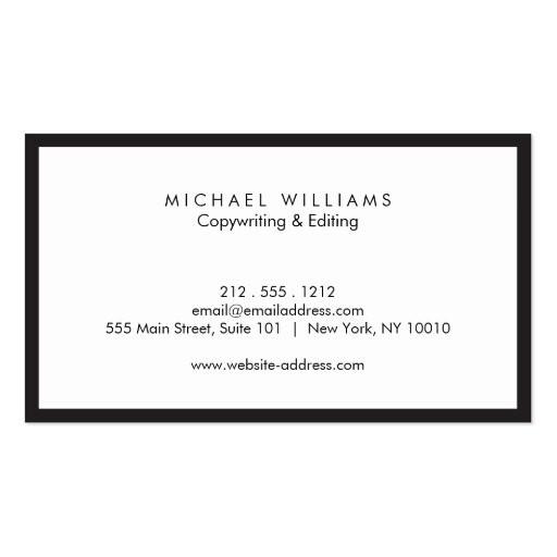 Professional Black and White Business Card (back side)