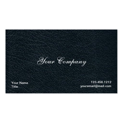 Professional Black Faux Leather Business Cards (front side)