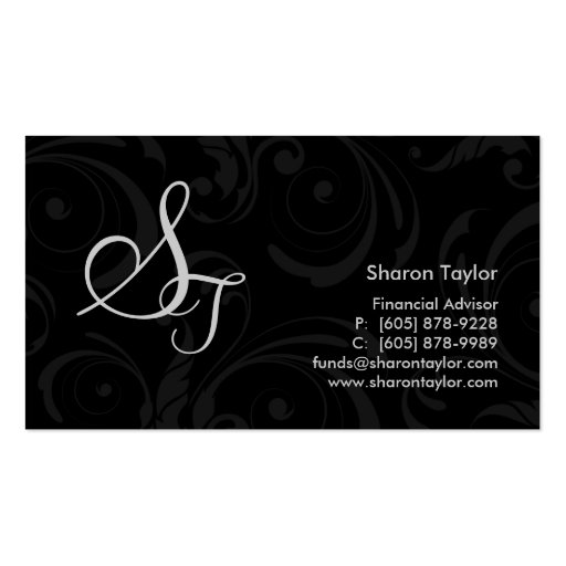 Professional Black & Gray Business Card Swirls