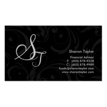 Professional Black & Gray Business Card Swirls