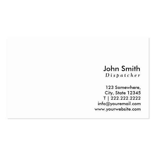 Professional Black Ring Dispatcher Business Card (back side)