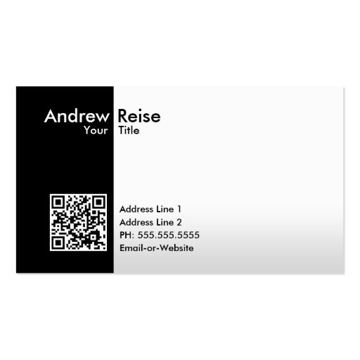 professional black/white QR code Business Card Template (front side)