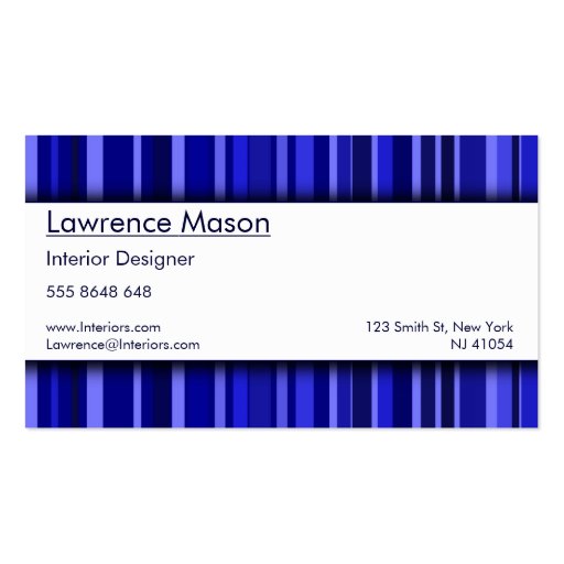 Professional Blue Interior Designer Business Card (back side)
