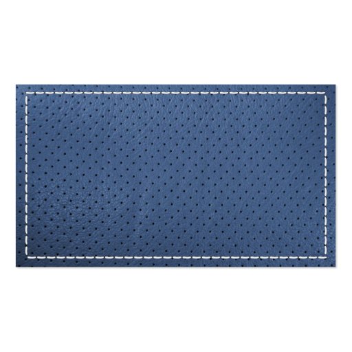 Professional Blue Stitched Leather Business Cards (back side)