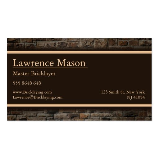 Professional Builder / Bricklaying Business Card (back side)