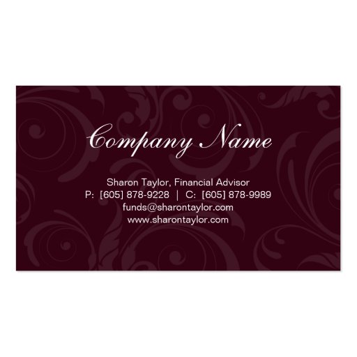 Professional Burgundy & Gray Business Card Swirls (front side)