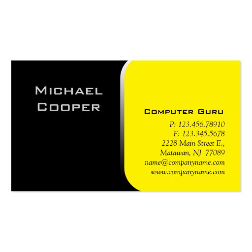 Professional Business Card Computer Yellow (front side)