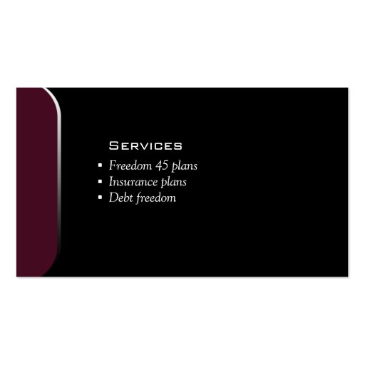 Professional Business Card Financial Planner (back side)