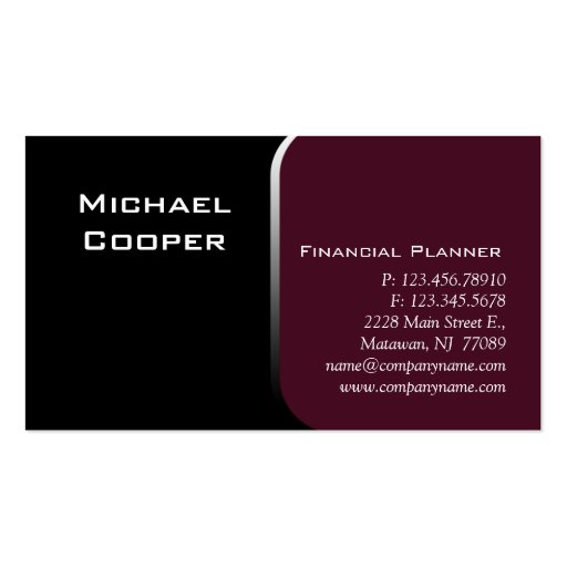 Professional Business Card Financial Planner (front side)