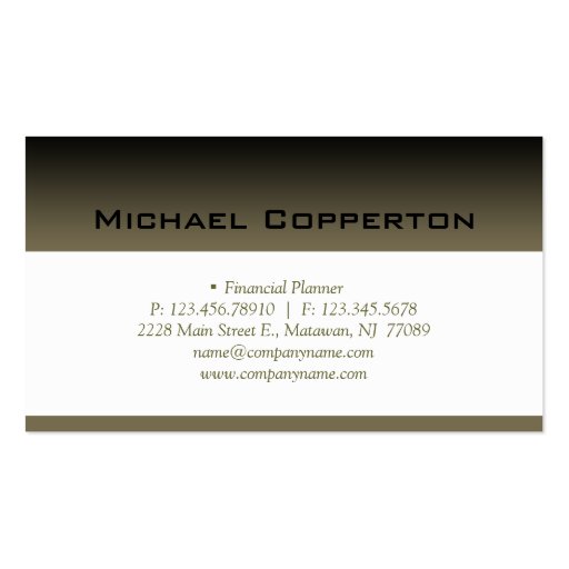 Professional Business Card Financial Planner (front side)