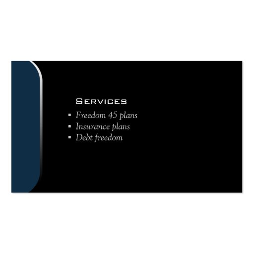 Professional Business Card Financial Planner Blue (back side)