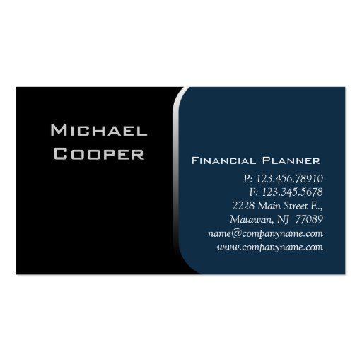 Professional Business Card Financial Planner Blue (front side)