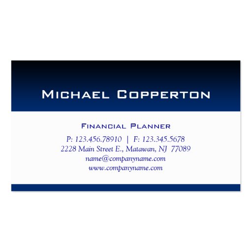 Professional Business Card Financial Planner Blue (front side)