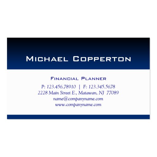 Professional Business Card Financial Planner Blue