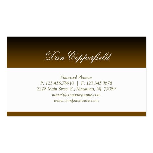 Professional Business Card Financial Planner Gold