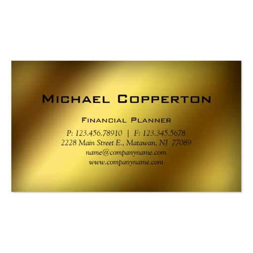 Professional Business Card Financial Planner Gold (front side)